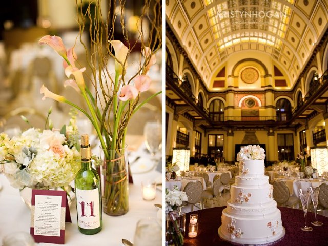 nashville, wedding, reception, cake, table numbers, wine bottle centerpiece